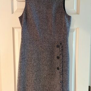 LOFT Gray Textured Sleeveless Midi Sheath Dress